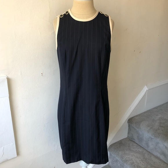 Wathne Dresses & Skirts - Wathne Vintage 100% Wool Navy Pinstripe Dress